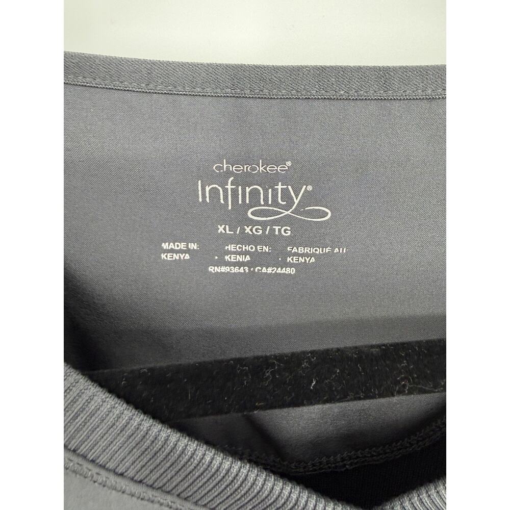 Cherokee Infinity XL Gray Stretch Scrub Top Mock Wrap Medical Nurse Uniform - Picture 3 of 4